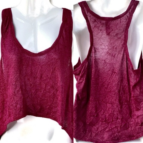 Free People Asymmetrical Plum Sparkle Tank Top, SM - Picture 4 of 7